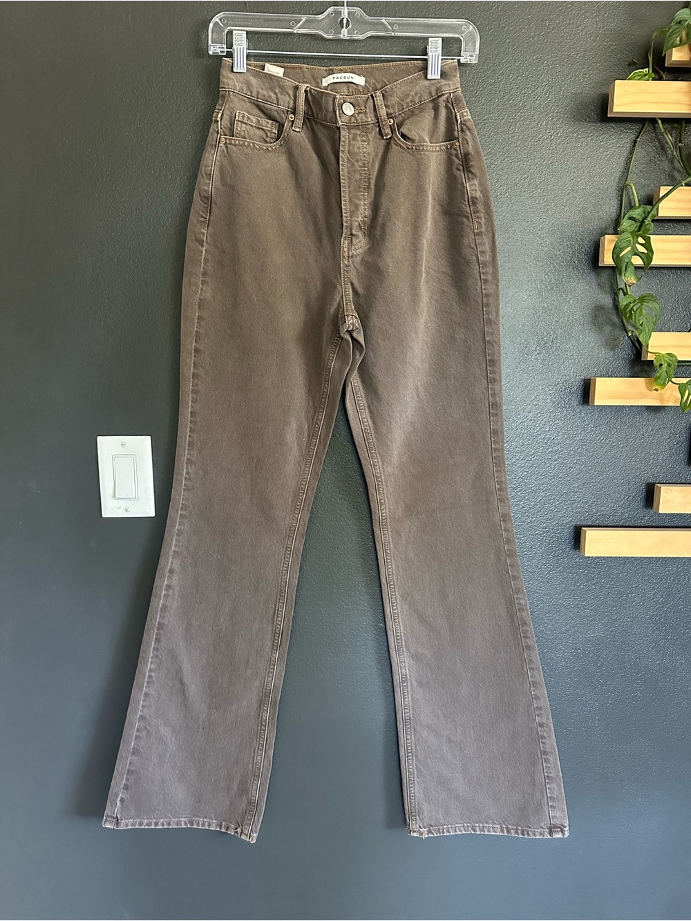 PacSun High Rise Bootcut Jeans Brown Garment Dyed Women’s Size 25 25x31 NWOT - Picture 2 of 10